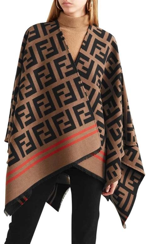 fendi scarf silk womens|Fendi poncho long fur cape.